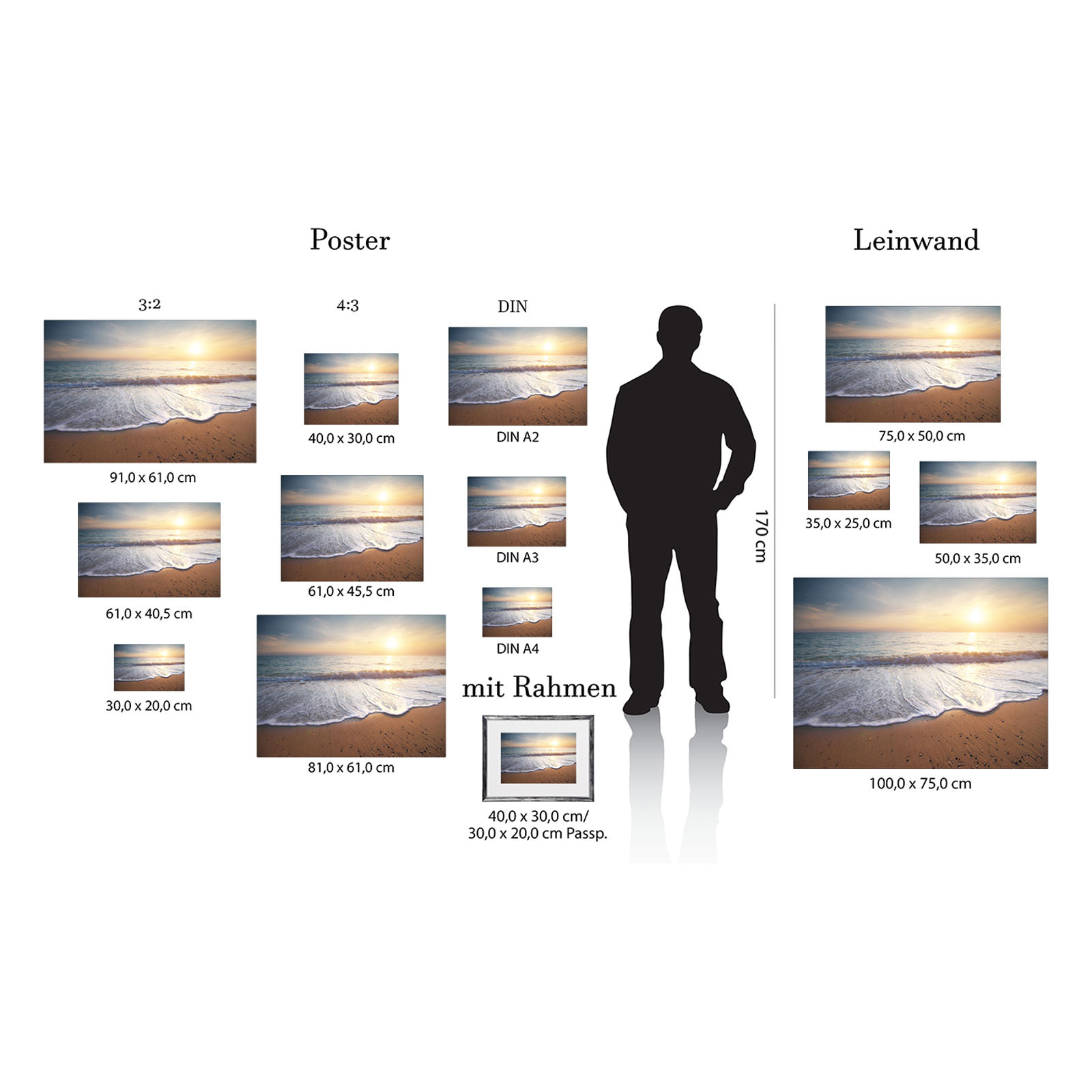 Strand Natur Meer Wasser Wellen Sonne Sand Postereck 3187 Poster /& Leinwand