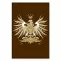 Preview: Goldenes Wappen mit Adler, Lilie und Krone auf braunem Hintergrund strahlt Tradition und Geschichte aus. Preview: Goldenes Wappen mit Adler, Lilie und Krone auf braunem Hintergrund strahlt Tradition und Geschichte aus.