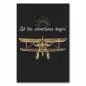 Preview: Goldener Doppeldecker vor schwarzem Hintergrund. "Let the adventures begin!" Preview: Goldener Doppeldecker vor schwarzem Hintergrund. "Let the adventures begin!"