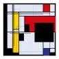 Preview: Abstraktes Kunstwerk: Geometrische Formen (Rot, Gelb, Blau, Schwarz). Preview: Abstraktes Kunstwerk: Geometrische Formen (Rot, Gelb, Blau, Schwarz).