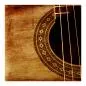Preview: Sepia-getönte Nahaufnahme des Schalllochs und der Saiten einer Akustikgitarre mit Vintage-Anmutung. Preview: Sepia-getönte Nahaufnahme des Schalllochs und der Saiten einer Akustikgitarre mit Vintage-Anmutung.
