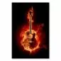 Preview: Die Silhouette einer akustischen Gitarre zeichnet sich deutlich gegen einen Hintergrund aus heißen Flammen ab. Preview: Die Silhouette einer akustischen Gitarre zeichnet sich deutlich gegen einen Hintergrund aus heißen Flammen ab.