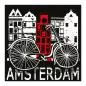 Preview: Fahrrad vor Amsterdamer Häuserfassaden & "Amsterdam" - Schwarz-Weiß-Design. Preview: Fahrrad vor Amsterdamer Häuserfassaden & "Amsterdam" - Schwarz-Weiß-Design.