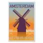 Preview: "Amsterdam" – ein Retro-Reiseposter mit einer Windmühle und der Skyline der Stadt im Stil der 50er Jahre. Preview: "Amsterdam" – ein Retro-Reiseposter mit einer Windmühle und der Skyline der Stadt im Stil der 50er Jahre.