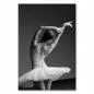 Preview: Schwarz-Weiß-Fotografie einer Ballerina in Rückansicht, dehnt Oberkörper in anmutiger Pose. Preview: Schwarz-Weiß-Fotografie einer Ballerina in Rückansicht, dehnt Oberkörper in anmutiger Pose.