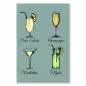Preview: Pina Colada, Champagner, Wodkatini, Mojito - Vier beliebte Cocktails, detailliert & bunt. Preview: Pina Colada, Champagner, Wodkatini, Mojito - Vier beliebte Cocktails, detailliert & bunt.