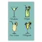 Preview: Vier Cocktail-Klassiker: Wodkatini, Mojito, Pina Colada & Margarita - detailliert illustriert.