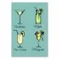Preview: Vier Cocktail-Klassiker: Wodkatini, Mojito, Pina Colada & Margarita - detailliert illustriert. Preview: Vier Cocktail-Klassiker: Wodkatini, Mojito, Pina Colada & Margarita - detailliert illustriert.