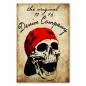 Preview: "The Original Denim Company" - ein Vintage-Style-Print mit Totenkopf und roter Cap für stylische Denim-Mode. Preview: "The Original Denim Company" - ein Vintage-Style-Print mit Totenkopf und roter Cap für stylische Denim-Mode.