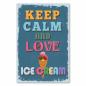 Preview: Retro-Poster in Blau: "Keep Calm and Love Ice Cream" mit Eiswaffel.