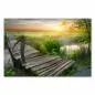 Preview: Holzsteg über Fluss, Sonnenuntergang taucht Landschaft in warmes Licht. Preview: Holzsteg über Fluss, Sonnenuntergang taucht Landschaft in warmes Licht.