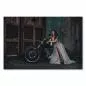 Preview: Stilvolle Frau im Kleid auf Motorrad vor alter Holztür - Mode & Weiblichkeit. Preview: Stilvolle Frau im Kleid auf Motorrad vor alter Holztür - Mode & Weiblichkeit.