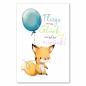 Preview: Fuchs mit blauem Ballon, Schriftzug "Fliege zum Glück..." - gute Laune.