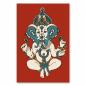 Preview: Der Hindu-Gott Ganesha mit Elefantenkopf im Lotossitz. Bunte Darstellung mit Ornamenten.