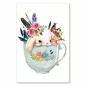 Preview: Weißer Hase in Tasse mit Blumen, Federn & Blütenblätter - gemütlich & bunt. Preview: Weißer Hase in Tasse mit Blumen, Federn & Blütenblätter - gemütlich & bunt.