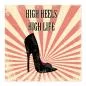 Preview: Schwarzer High Heel im Retro-Stil, rosa Hintergrund, Sonnenstrahlen, Glamour. Preview: Schwarzer High Heel im Retro-Stil, rosa Hintergrund, Sonnenstrahlen, Glamour.