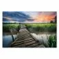 Preview: Alte Holzbrücke über Fluss, Morgensonne, friedliche Landschaft. Preview: Alte Holzbrücke über Fluss, Morgensonne, friedliche Landschaft.