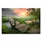 Preview: Holzbrücke über Fluss, Sonnenaufgang, warmes Licht, ländliche Landschaft. Preview: Holzbrücke über Fluss, Sonnenaufgang, warmes Licht, ländliche Landschaft.