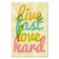 Preview: "Live fast, love hard" - ein farbenfroher Spruch im Retro-Stil, der zum intensiven Leben auffordert. Preview: "Live fast, love hard" - ein farbenfroher Spruch im Retro-Stil, der zum intensiven Leben auffordert.
