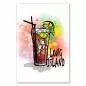 Preview: Ein Long Island Iced Tea mit Eiswürfeln, Limette, Minze & Strohhalmen vor rot-orangenem Hintergrund. Preview: Ein Long Island Iced Tea mit Eiswürfeln, Limette, Minze & Strohhalmen vor rot-orangenem Hintergrund.