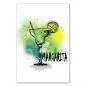 Preview: Ein Margarita Glas mit Eiswürfeln, Limette & Strohhalm vor einem grün-gelben Hintergrund. Preview: Ein Margarita Glas mit Eiswürfeln, Limette & Strohhalm vor einem grün-gelben Hintergrund.