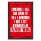 Preview: Provokanter Motivationsspruch auf rotem Hintergrund: „Sometimes I feel like giving up...“ ermutigt zum Durchhalten.