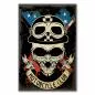 Preview: Ein Totenkopf mit Motorradhelm und Schutzbrille vor einer US-Flagge. Preview: Ein Totenkopf mit Motorradhelm und Schutzbrille vor einer US-Flagge.