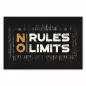 Preview: "No Rules No Limits" in markanter Schrift auf dunklem Hintergrund - rebellisches Design. Preview: "No Rules No Limits" in markanter Schrift auf dunklem Hintergrund - rebellisches Design.