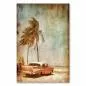 Preview: Ein roter Oldtimer parkt unter Palmen an einem sonnigen Strand. Das Bild erinnert an Urlaub und Nostalgie in Kuba. Preview: Ein roter Oldtimer parkt unter Palmen an einem sonnigen Strand. Das Bild erinnert an Urlaub und Nostalgie in Kuba.