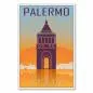 Preview: Der Triumphbogen Porta Nuova vor einem warmen Sonnenuntergang – ein historisches Reiseposter von Palermo. Preview: Der Triumphbogen Porta Nuova vor einem warmen Sonnenuntergang – ein historisches Reiseposter von Palermo.