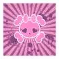 Preview: Stylischer pinker Totenkopf mit Schleife auf grunge Hintergrund. Preview: Stylischer pinker Totenkopf mit Schleife auf grunge Hintergrund.