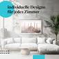 Preview: Schlafzimmer Deko: Minimalistisches Zimmer mit "Blaue Moschee" Poster. Wanddeko für Reisefans.