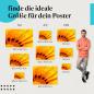 Preview: "Leuchtende Blume mit Tautropfen": Poster - Orange Blume & Detailaufnahme