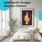 Preview: Schlafzimmer Deko: "Musik in Flammen" Poster im minimalistischen Schlafzimmer. Moderne Wanddeko.