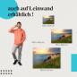 Preview: Steilküste, Leinwandbild: Étretat, Felsenbogen, Sonnenuntergang.