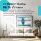 Preview: Stylisches Leinwandbild: Mystischer Felsen im Meer bei Sonnenuntergang - Island Naturfotografie.