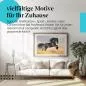 Preview: Stylisches Leinwandbild: Stolzer Friesenhengst bei Sonnenuntergang. Wanddeko für Pferdeliebhaber. Preview: Stylisches Leinwandbild: Stolzer Friesenhengst bei Sonnenuntergang. Wanddeko für Pferdeliebhaber.