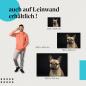 Preview: Bulldoggenwelpe: Leinwandbild. Schwarz, Blick, aufmerksam.