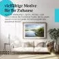 Preview: Leinwandbild "Herbstlicher See": Holzsteg & buntes Laub - idyllische Stimmung. Preview: Leinwandbild "Herbstlicher See": Holzsteg & buntes Laub - idyllische Stimmung.