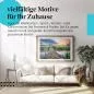 Preview: Leinwandbild "Holzbrücke": Sonnenaufgang, Fluss - friedliche Landschaft. Preview: Leinwandbild "Holzbrücke": Sonnenaufgang, Fluss - friedliche Landschaft.