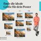 Preview: Finde die ideale Postergröße: Pfad, felsige Küste, Kiefer, Sonnenuntergang.
