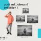 Preview: Kuh auf Bergweide als Leinwandbild: Schwarzweiß-Motiv, ländliche Idylle in den Bergen.