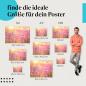Preview: Finde die ideale Postergröße: Lavendelfeld, Sonnenuntergang, violette Blüten, goldener Himmel.