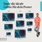 Preview: Finde die ideale Postergröße: Pusteblume Makroaufnahme, abstraktes Design, Blau & Rot.