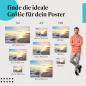 Preview: Entdecke die passende Postergröße: Strand, Sonnenuntergang, Meer, Felsen.
