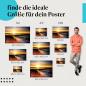 Preview: Strand, Poster: Sonnenuntergang, Meer, Holzpfähle, Schatten.
