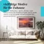 Preview: Leinwandbild "Steg am See": Berge, Sonnenuntergang - idyllisches Motiv. Preview: Leinwandbild "Steg am See": Berge, Sonnenuntergang - idyllisches Motiv.