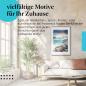 Preview: Leinwandbild "Felsige Küste": Wellen, bewölkter Himmel - dramatisch & mystisch.