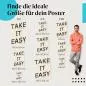 Preview: Wähle die ideale Postergröße: "Take it easy" - Typografie-Poster. Preview: Wähle die ideale Postergröße: "Take it easy" - Typografie-Poster.