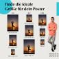 Preview: Finde die ideale Postergröße: Frau beim Yoga am See, Sonnenuntergang, Ruhe.